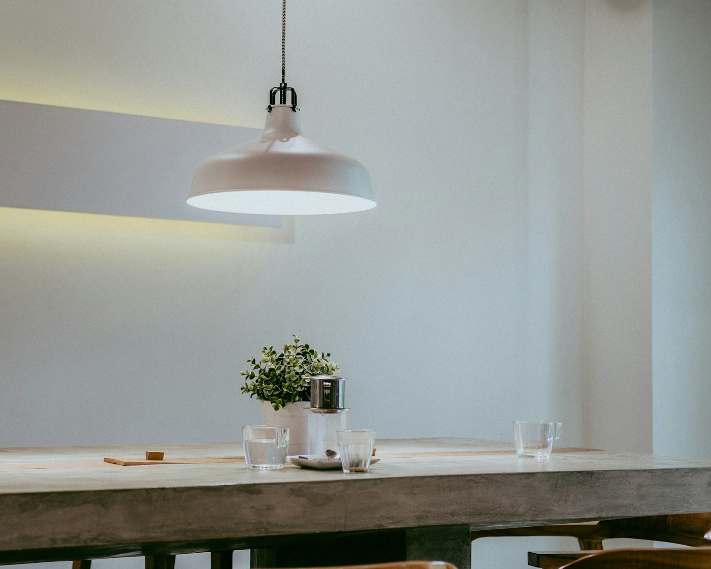 Bright interior with contemporary lighting design