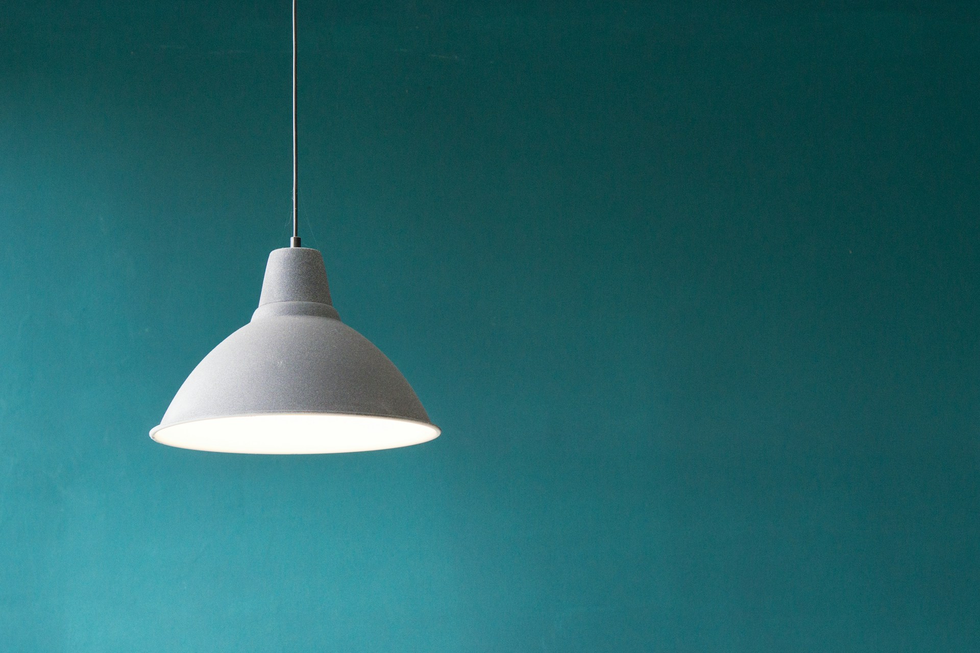 Modern pendant lights in a bright interior