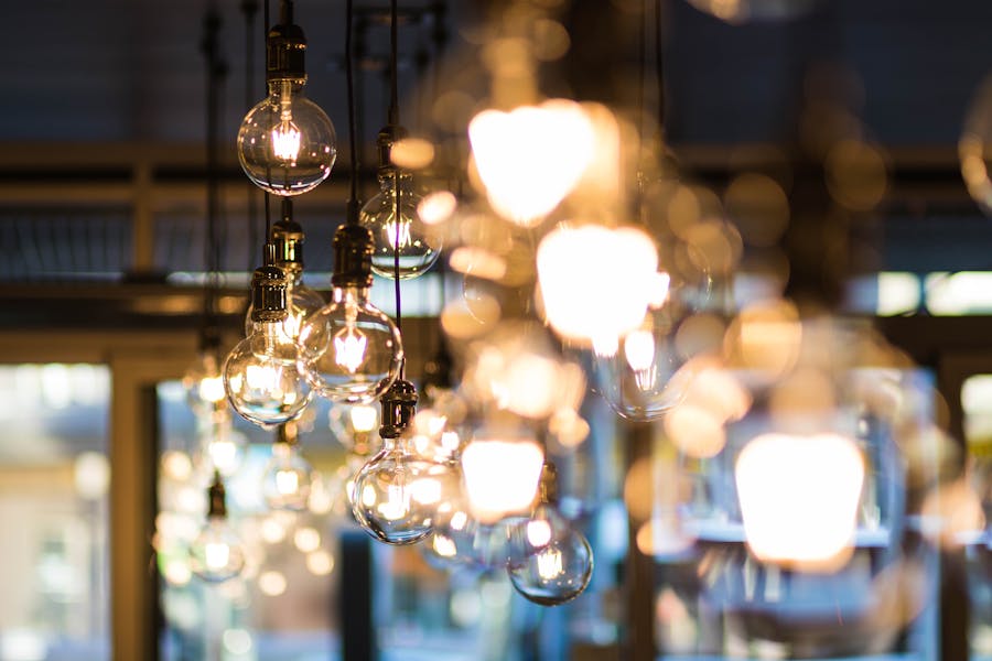 Warm filament bulb close-up